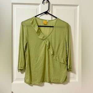 Johnny Was Olive Ruffled V-Neck Blouse